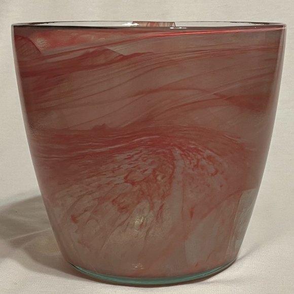 Ecoglass Recycled Glass Flower Pot Pink Swirl - Picture 2 of 6